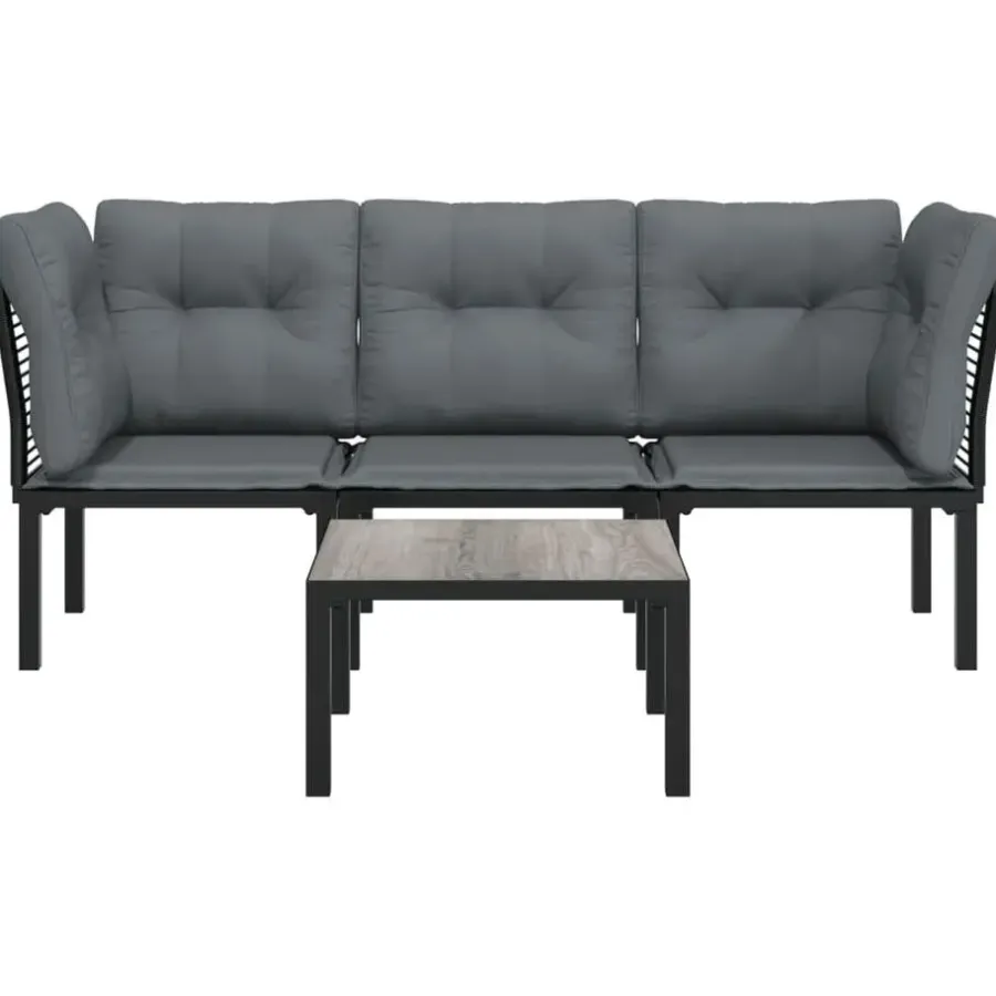 vidaXL - Loungeset - Zwart - Poly rattan