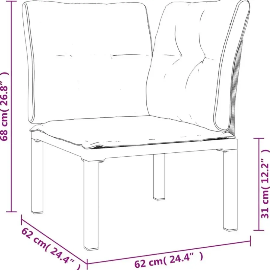 vidaXL - Loungeset - Zwart - Poly rattan