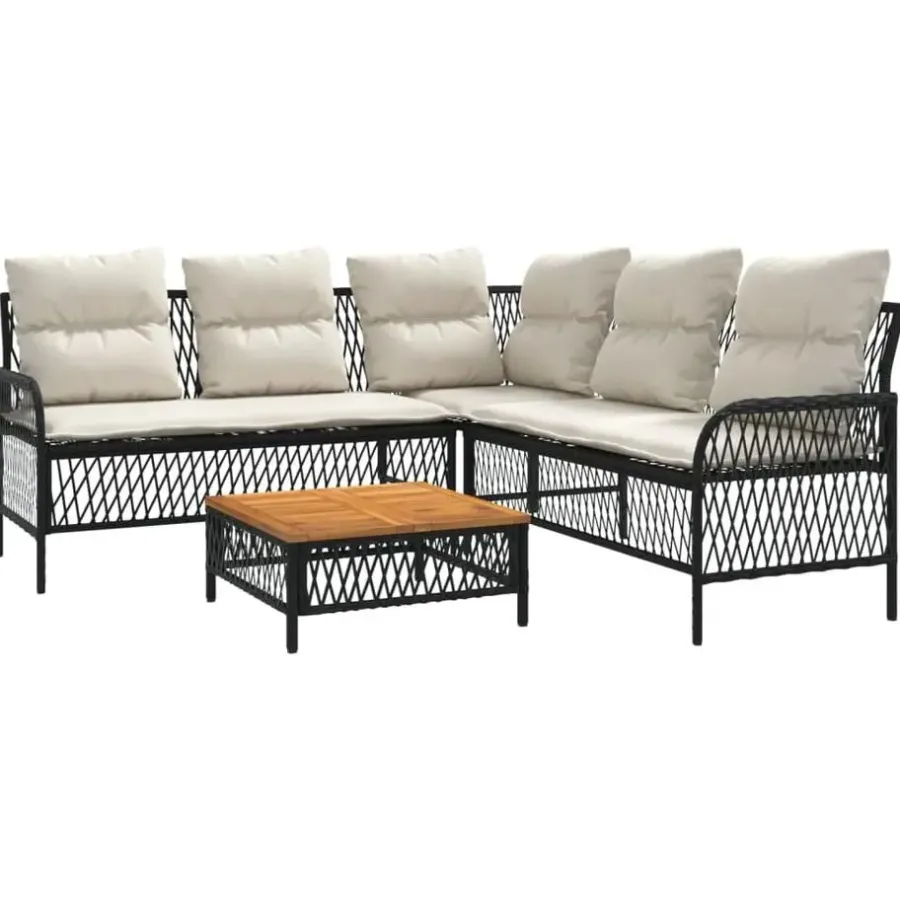 vidaXL - Loungeset - Zwart - Poly rattan
