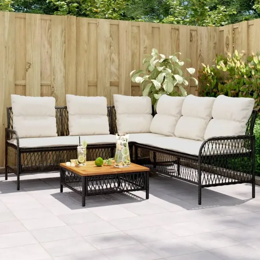vidaXL - Loungeset - Zwart - Poly rattan