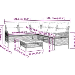 vidaXL - Loungeset - Zwart - Poly rattan