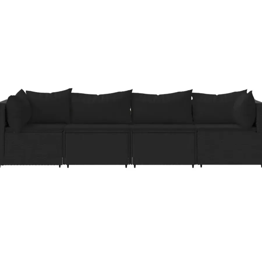 Loungebanken-vidaXL - Loungeset - Zwart - Poly rattan