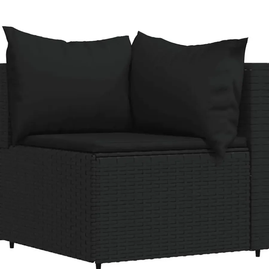 Loungebanken-vidaXL - Loungeset - Zwart - Poly rattan