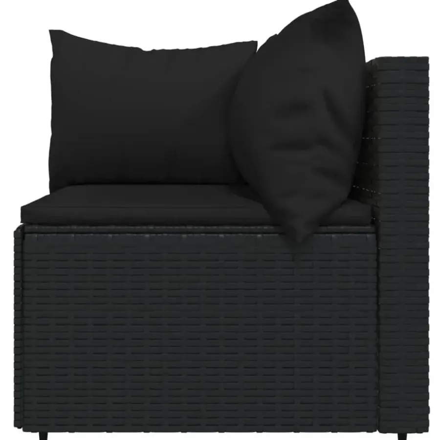 Loungebanken-vidaXL - Loungeset - Zwart - Poly rattan