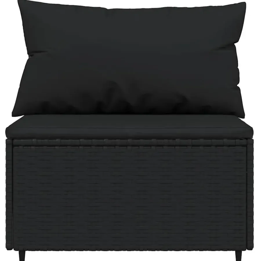 Loungebanken-vidaXL - Loungeset - Zwart - Poly rattan