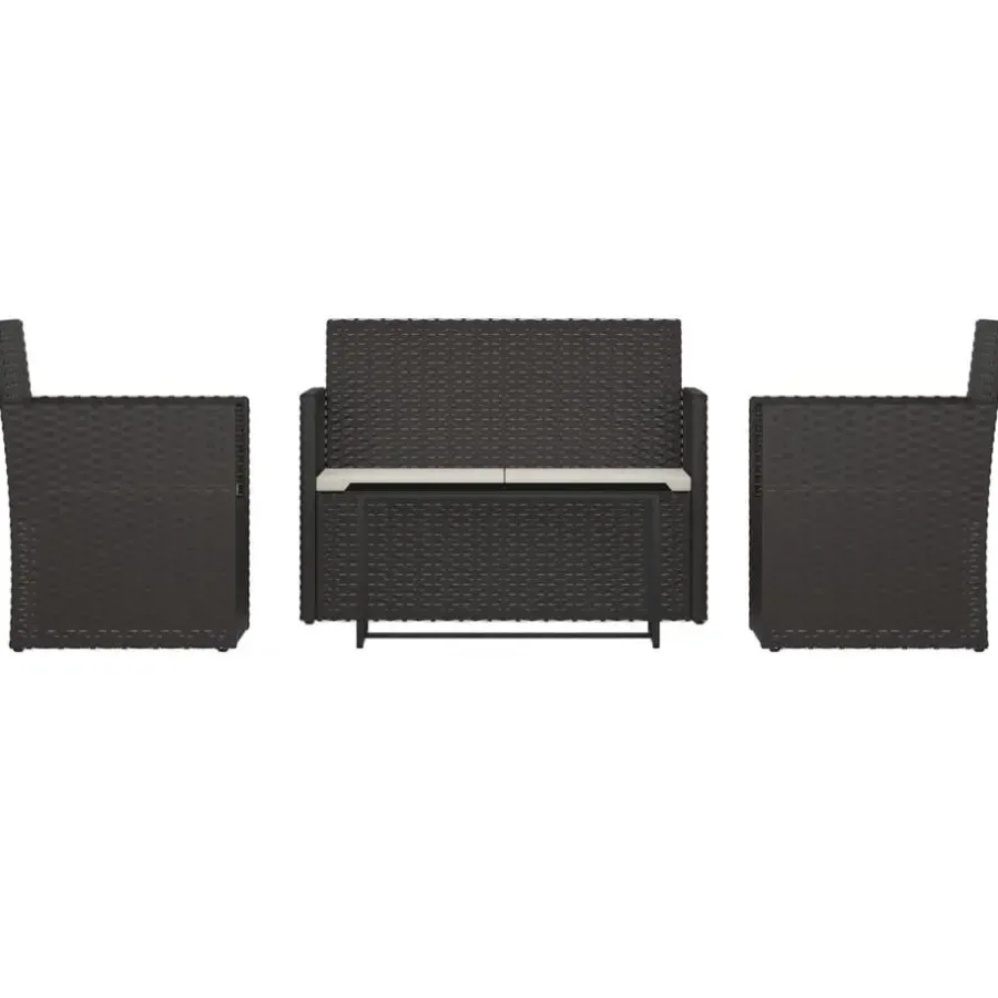 Loungesets-vidaXL - Loungeset - Zwart - Poly rattan