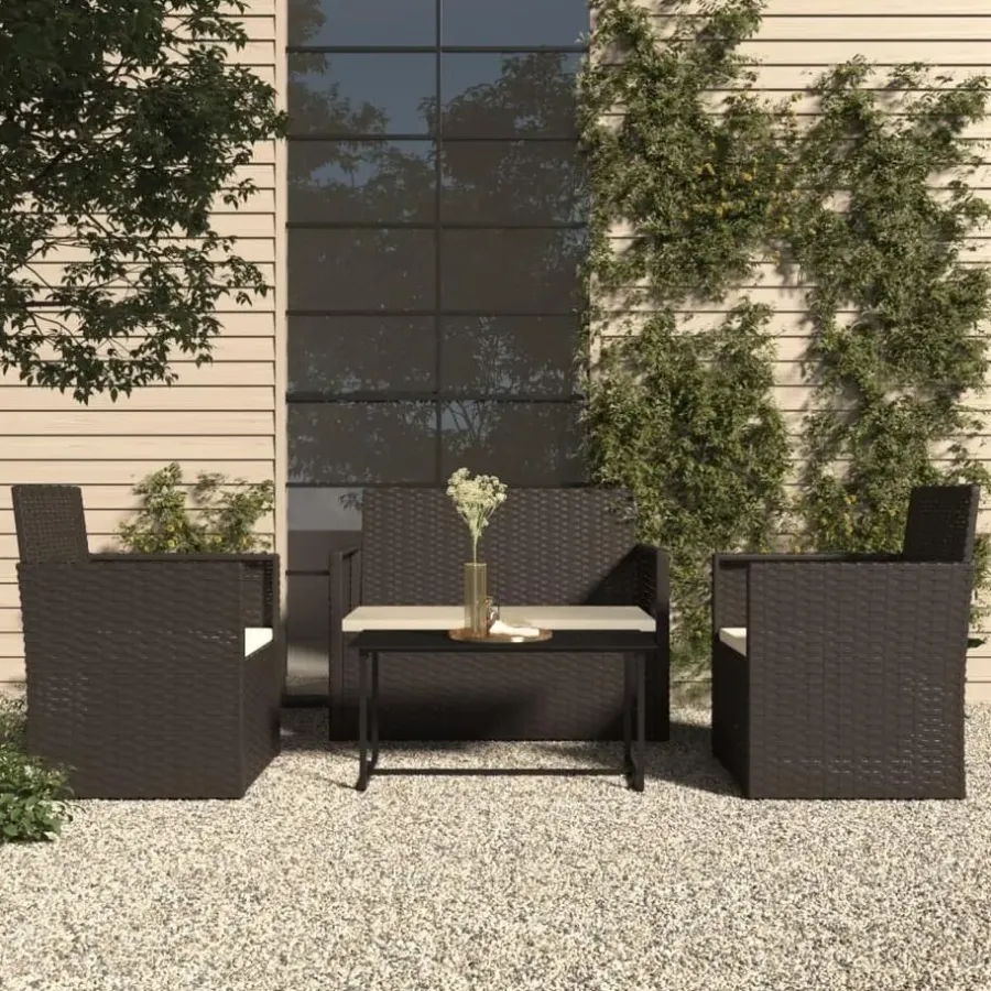 Loungesets-vidaXL - Loungeset - Zwart - Poly rattan