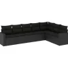 Loungesets-vidaXL - Loungeset - Zwart - Poly rattan - 7 stuks