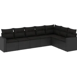 Loungesets-vidaXL - Loungeset - Zwart - Poly rattan - 7 stuks