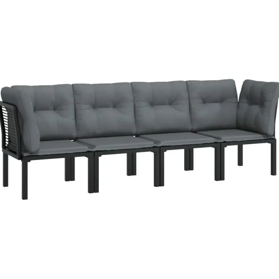 Loungesets-vidaXL - Loungeset - Zwart - Poly rattan