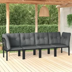 Loungesets-vidaXL - Loungeset - Zwart - Poly rattan