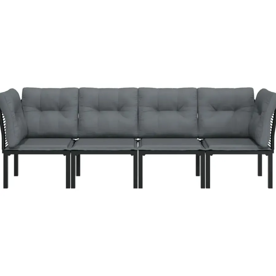 Loungesets-vidaXL - Loungeset - Zwart - Poly rattan