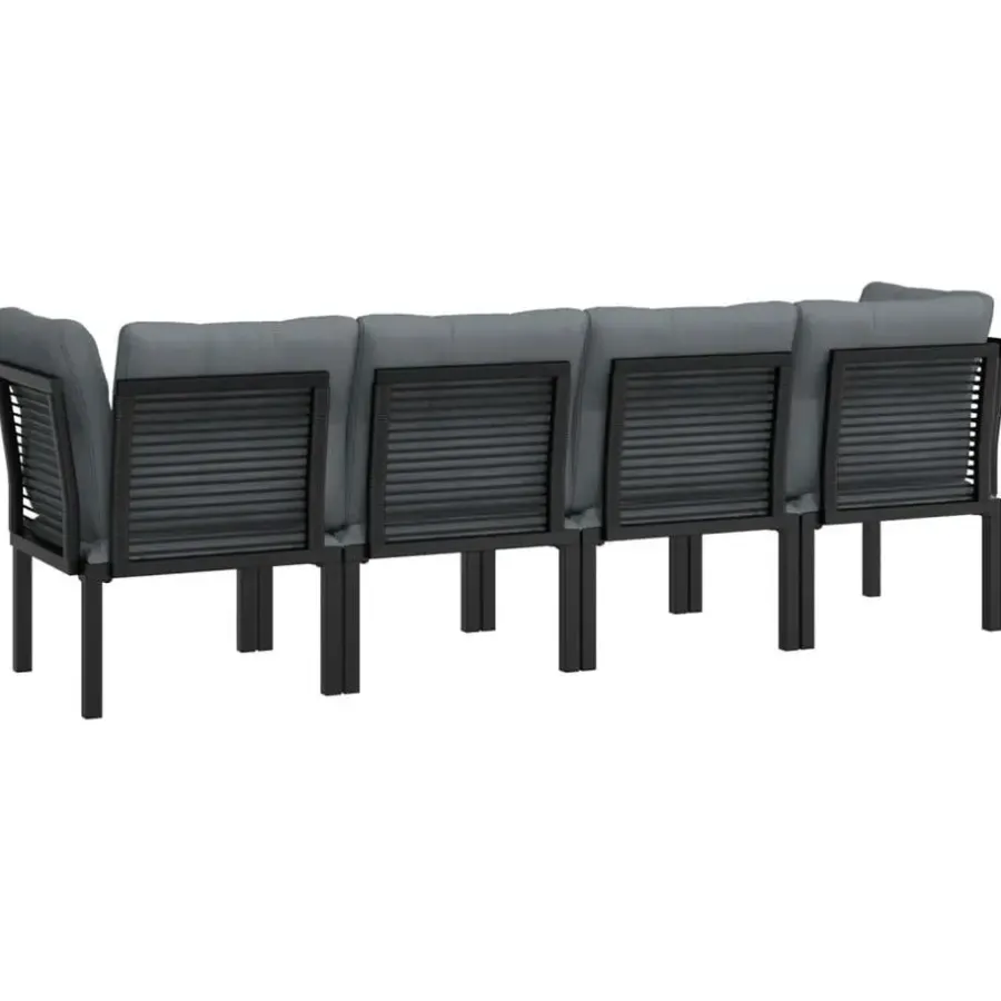 Loungesets-vidaXL - Loungeset - Zwart - Poly rattan