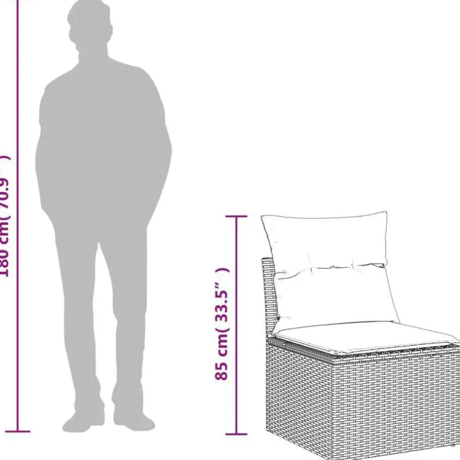 vidaXL - Loungeset - Zwart - Poly rattan - 13 stuks - Met kussens