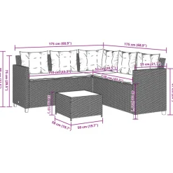 vidaXL - loungeset - Zwart - Poly rattan