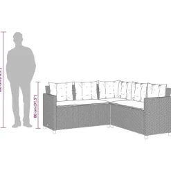 vidaXL - loungeset - Zwart - Poly rattan