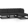 Loungesets-vidaXL - Loungeset - Zwart - Grenenhout