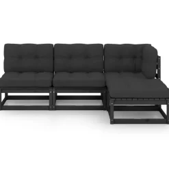 Loungesets-vidaXL - Loungeset - Zwart - Grenenhout