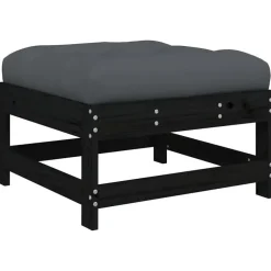Loungebanken-vidaXL - Loungeset - Zwart - Hout - 3 stuks - Met kussens