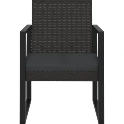vidaXL - Loungeset - Zwart - Poly rattan - 3 stuks - Met kussens