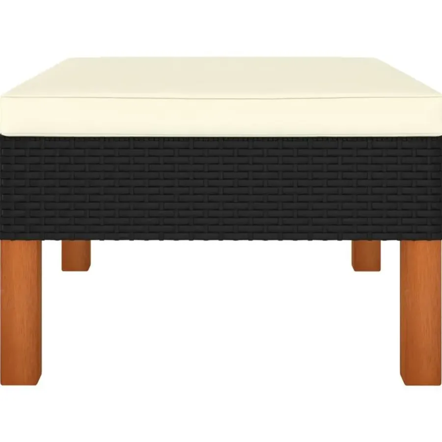 vidaXL - Loungeset - Zwart - Poly rattan en massief eucalyptushout - 3 stuks