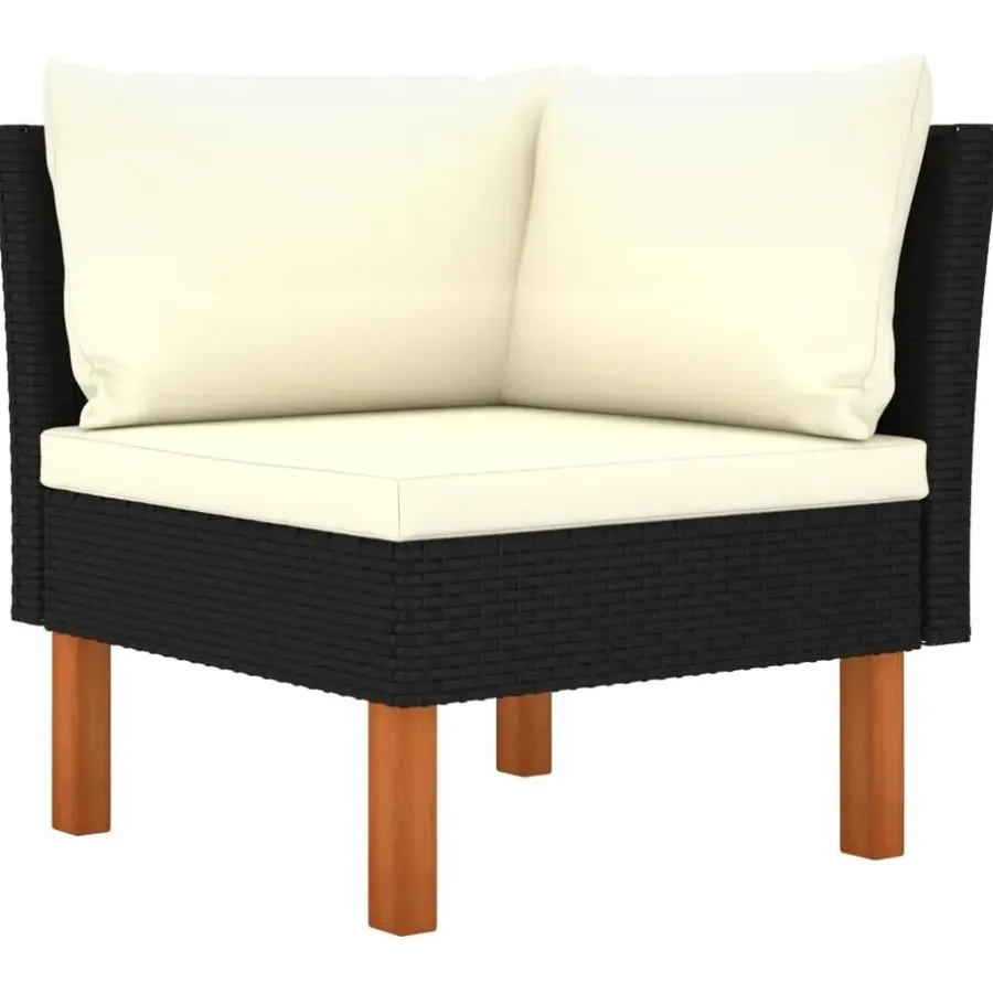 vidaXL - Loungeset - Zwart - Poly rattan en massief eucalyptushout - 3 stuks