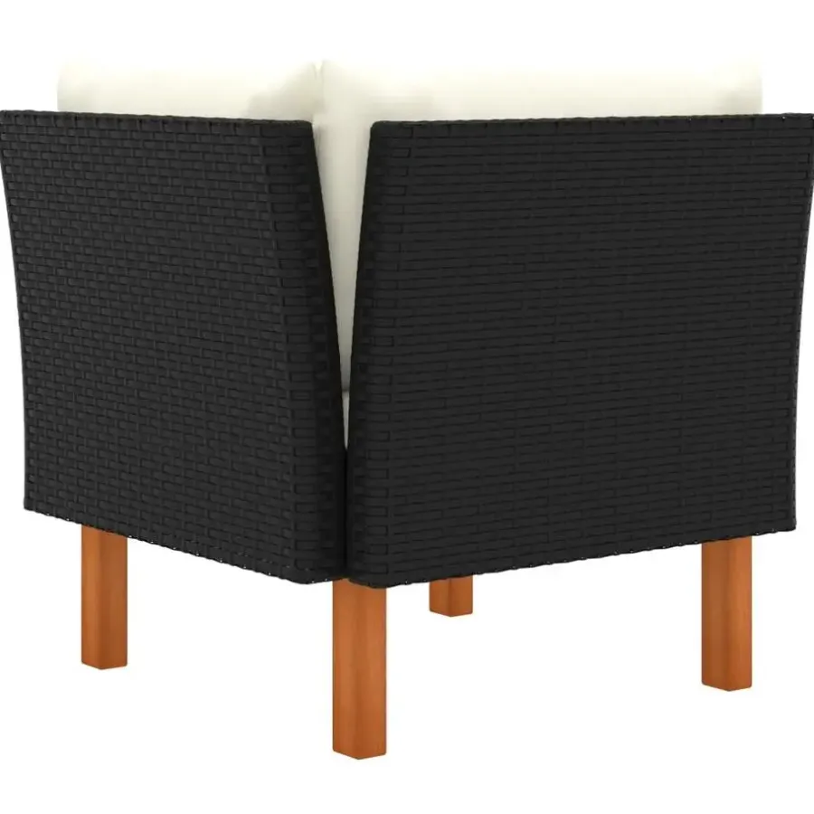 vidaXL - Loungeset - Zwart - Poly rattan en massief eucalyptushout - 3 stuks