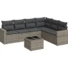 Loungesets-vidaXL - Loungeset met kussens - Grijs - Poly rattan - 7 stuks
