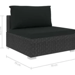 Loungesets-vidaXL - loungeset voor 3 met kussens zwart polyrattan 4 stuks