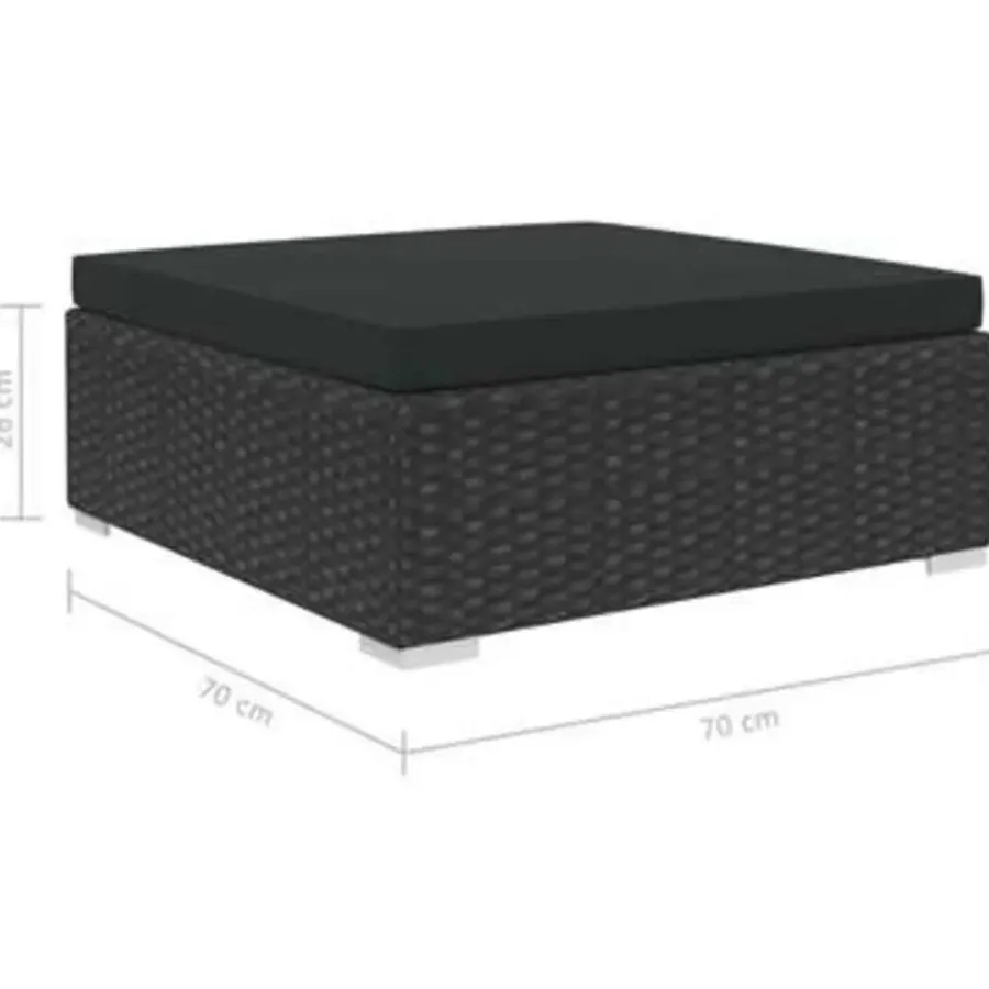 Loungesets-vidaXL - loungeset voor 3 met kussens zwart polyrattan 4 stuks