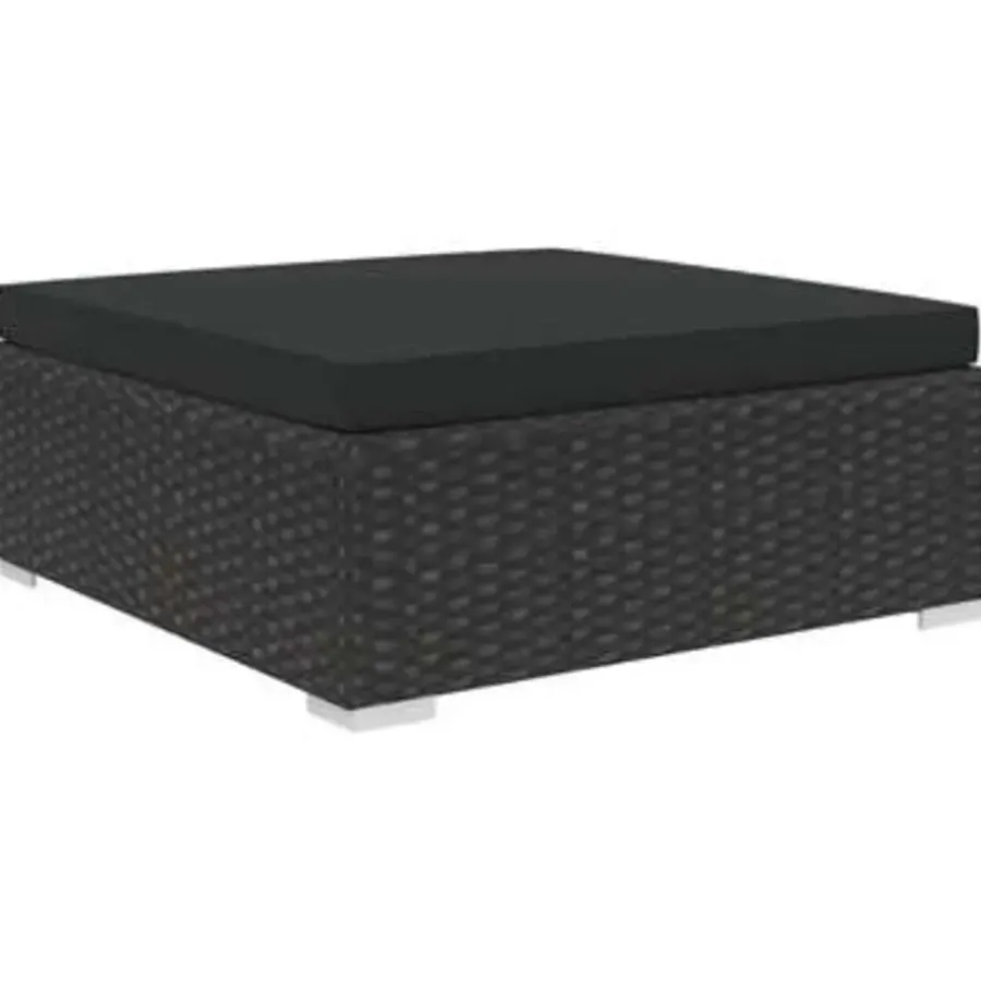 Loungesets-vidaXL - loungeset voor 3 met kussens zwart polyrattan 4 stuks