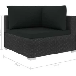 Loungesets-vidaXL - loungeset voor 3 met kussens zwart polyrattan 4 stuks