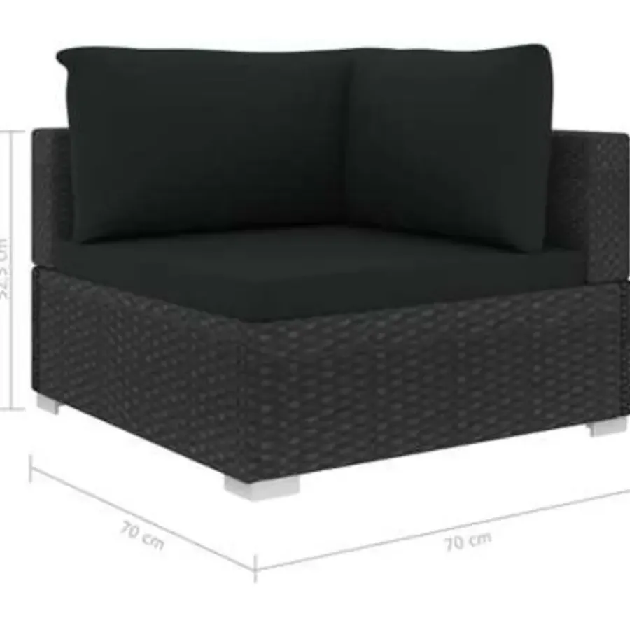 Loungesets-vidaXL - loungeset voor 3 met kussens zwart polyrattan 4 stuks