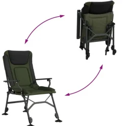 Kamperen En Outdoor-vidaXL - Loungestoel met armleuning - Groen - Staal