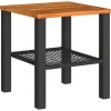 Tuintafels-vidaXL - Loungetafel - Weerbestendig - Zwart - Poly rattan en hout - 40x40x42 cm