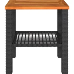 Tuintafels-vidaXL - Loungetafel - Weerbestendig - Zwart - Poly rattan en hout - 40x40x42 cm