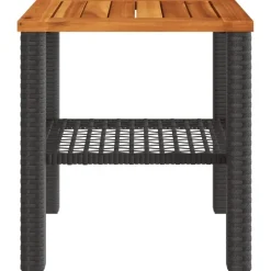 Tuintafels-vidaXL - Loungetafel - Weerbestendig - Zwart - Poly rattan en hout - 40x40x42 cm