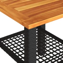 Tuintafels-vidaXL - Loungetafel - Weerbestendig - Zwart - Poly rattan en hout - 40x40x42 cm