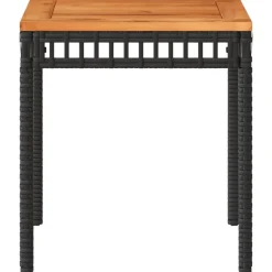 Tuintafels-vidaXL - Loungetafel - Weerbestendig - Zwart - Poly rattan en hout - 38x38x42cm