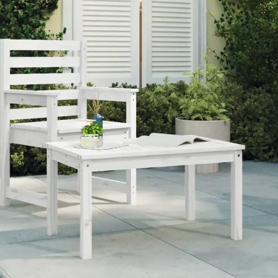 Tuintafels-vidaXL - Loungetafel - Wit - Massief grenenhout - 82,5x50,5x45 cm