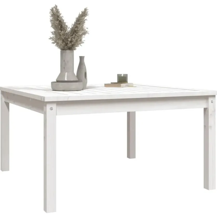 vidaXL - Loungetafel - Wit - Massief grenenhout - 82,5x82,5x45 cm