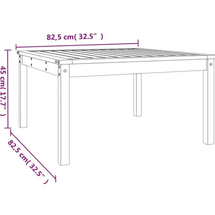 vidaXL - Loungetafel - Wit - Massief grenenhout - 82,5x82,5x45 cm