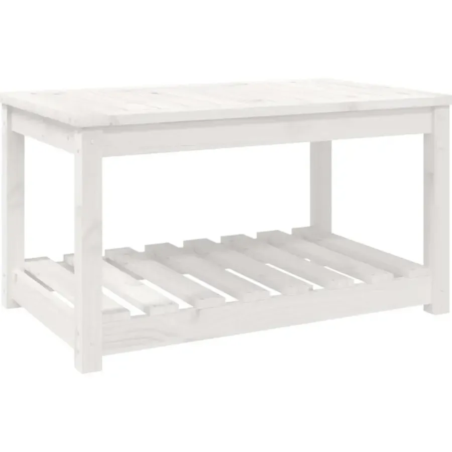 vidaXL - Loungetafel met opbergruimte - Wit - Grenenhout - 82,5x50,5x45 cm