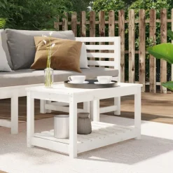 vidaXL - Loungetafel met opbergruimte - Wit - Grenenhout - 82,5x50,5x45 cm