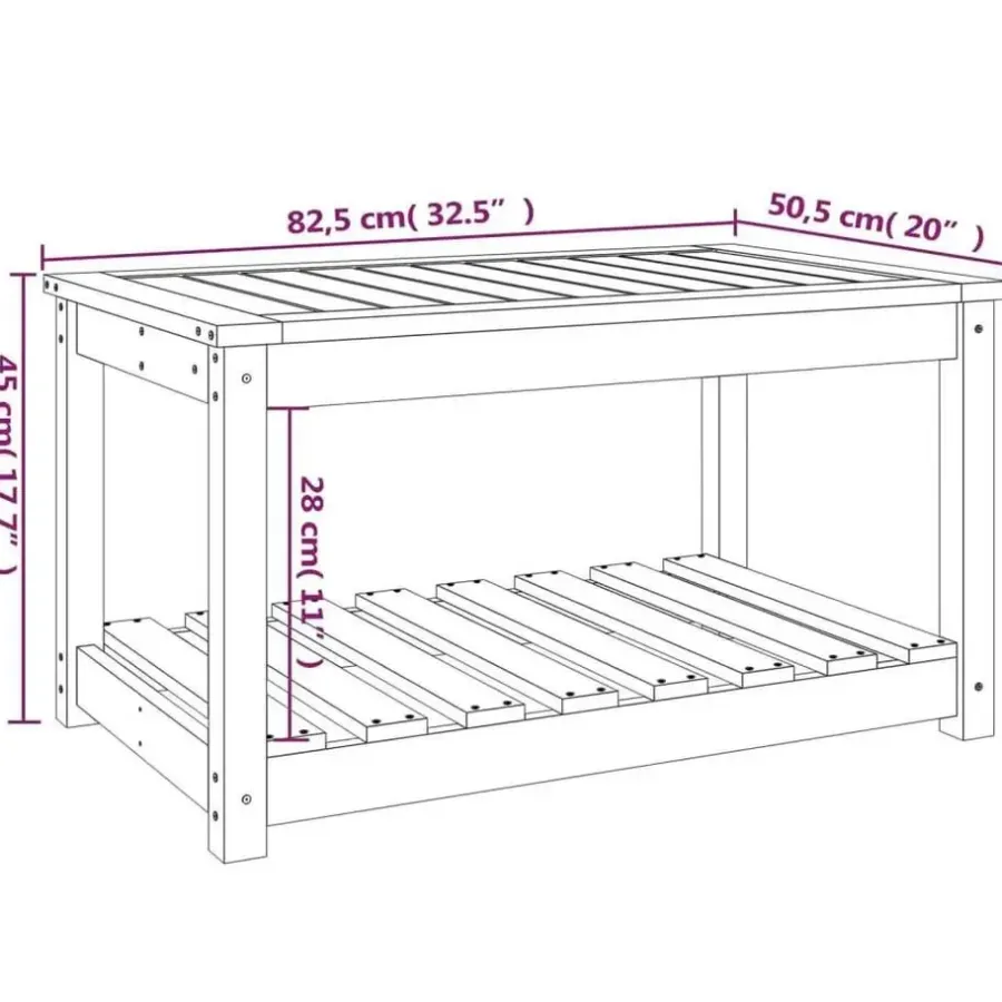 vidaXL - Loungetafel met opbergruimte - Wit - Grenenhout - 82,5x50,5x45 cm