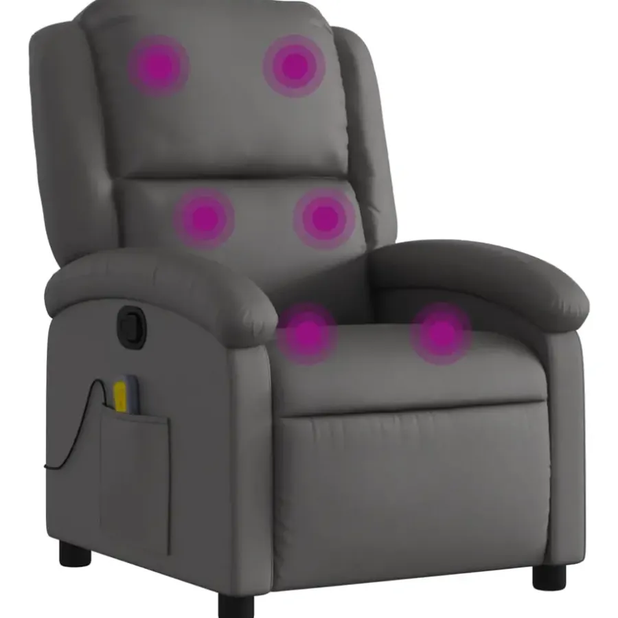 vidaXL - Massagestoel - Grijs - Leer