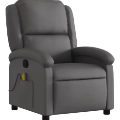 vidaXL - Massagestoel - Grijs - Leer