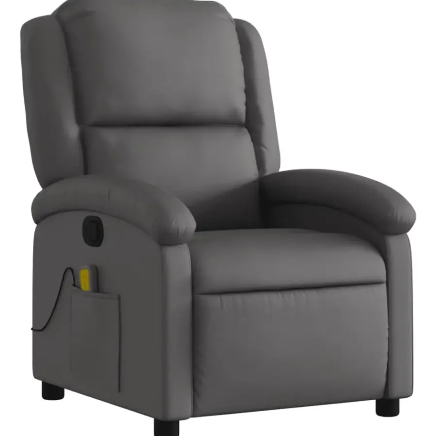 vidaXL - Massagestoel - Grijs - Leer