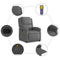 vidaXL - Massagestoel - Grijs - Leer