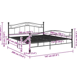 vidaXL - Meatlen bed frame - Zwart - Metaal - 140x200 cm